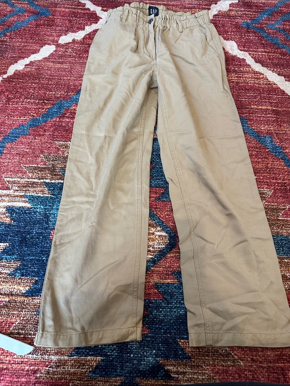 GAP Khaki Wide-Leg Pants with Elastic Waist